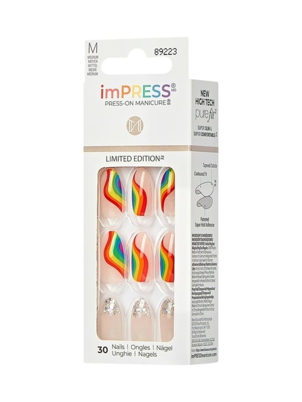 imPRESS Rainbow Wave Press-On Manicure - Rainbow Accents Limited Edition Pride